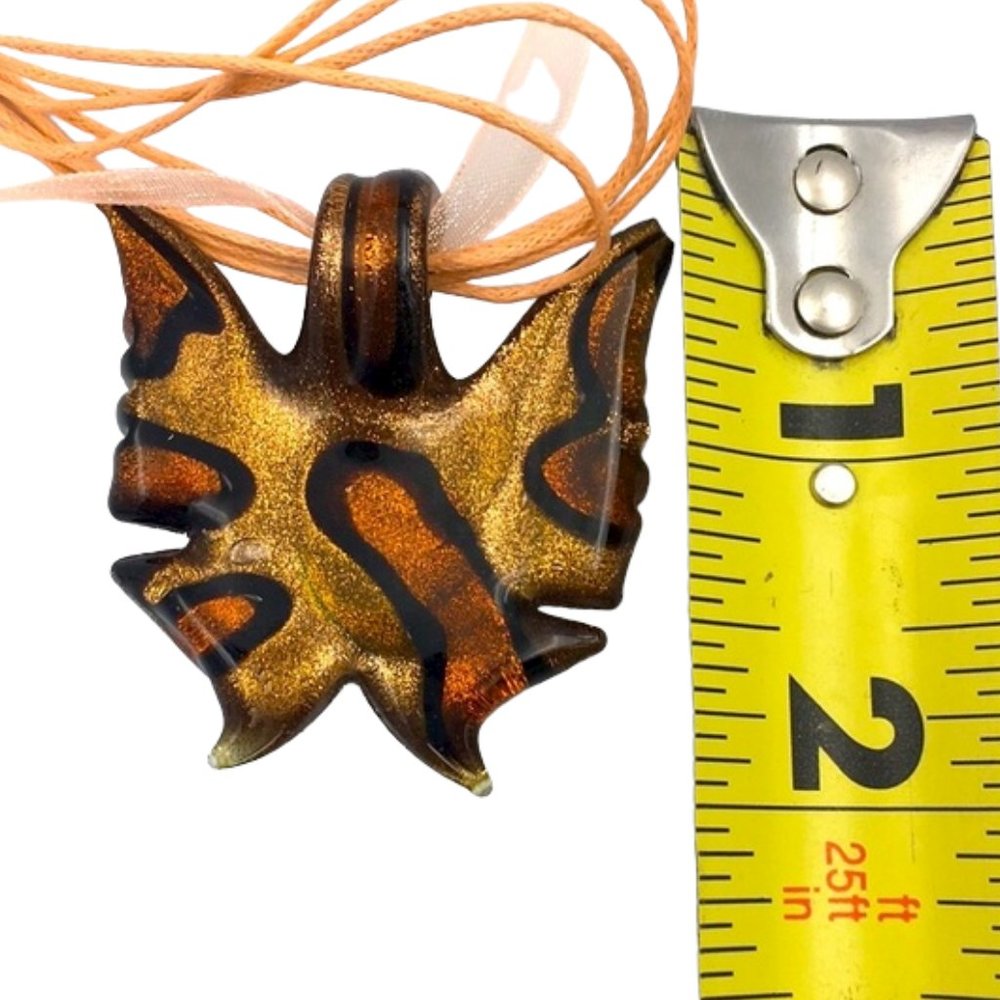βAs Isβ Venetian π¦ Murano Glass Gold & Rose Gold Butterfly Pendant Necklace - Picture 6 of 8